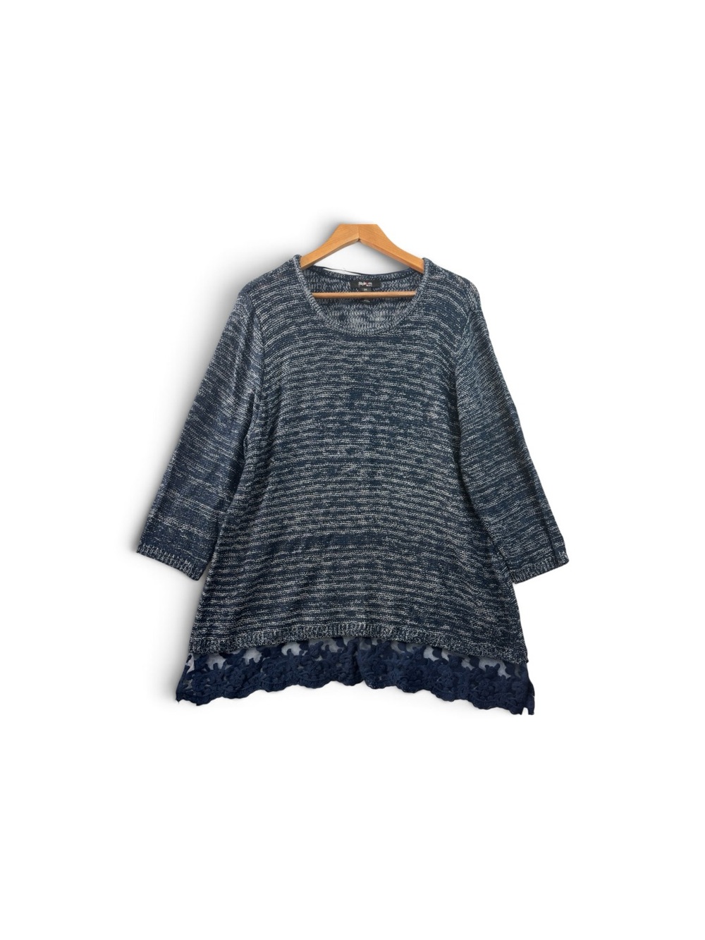 Style & Co. Industrial Blue Lace-Hem Marled Sweater 3XL NWT Top Touch Of Zen